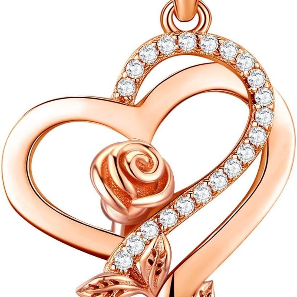 Heart Rose Necklaces for Women for Mom Her Girlfriend Wife